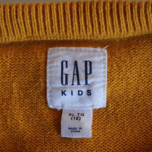 GAP Logo Collegiate Knit Sweater, Yellow, Size XL Boys - Picture 6 of 6